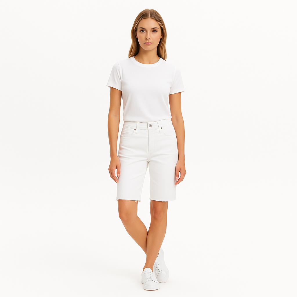Pantalon Le Vintage Bermuda Raw Edge - Blanc