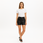 Short High Rise Leather - Noir