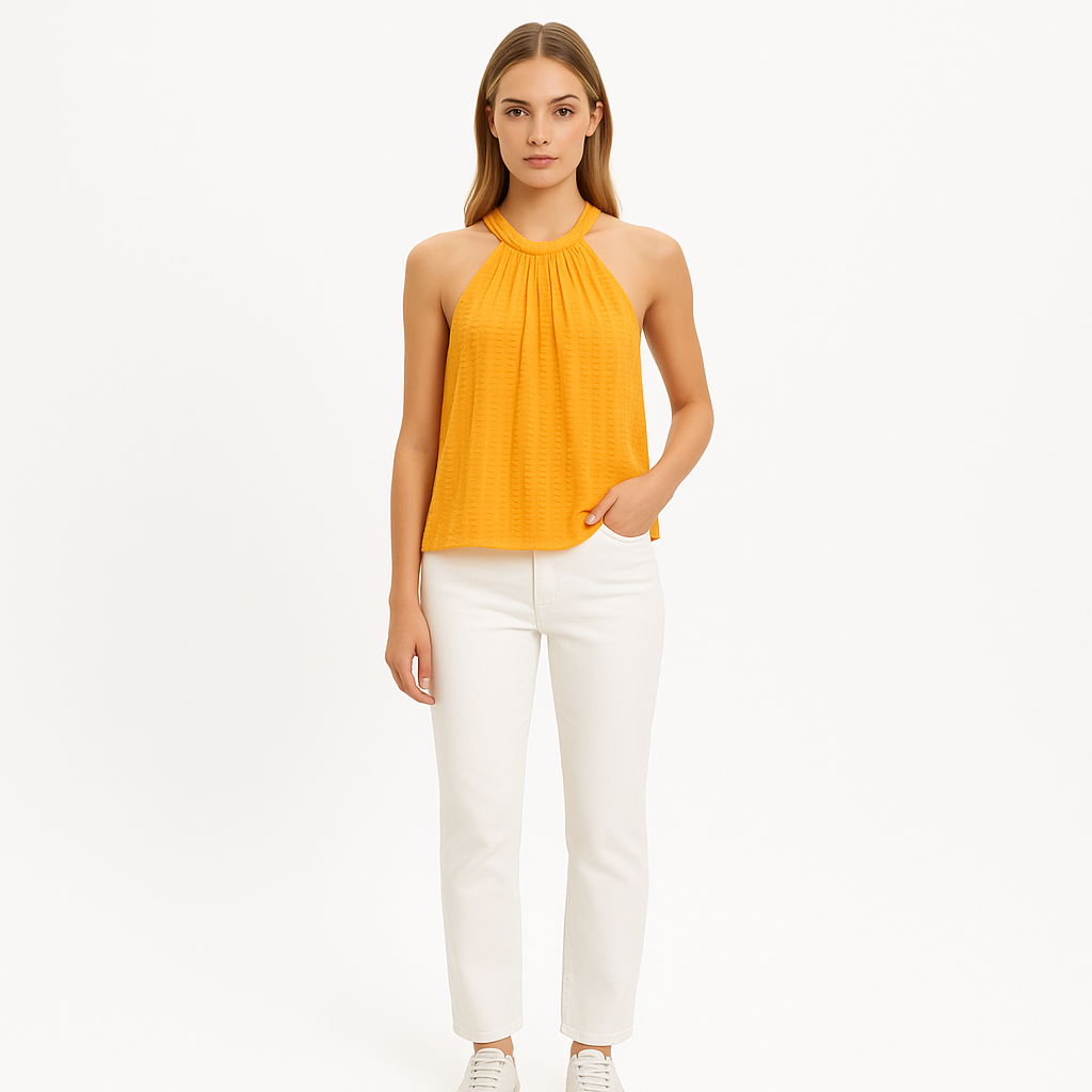 Top Draped Halter - Kumquat