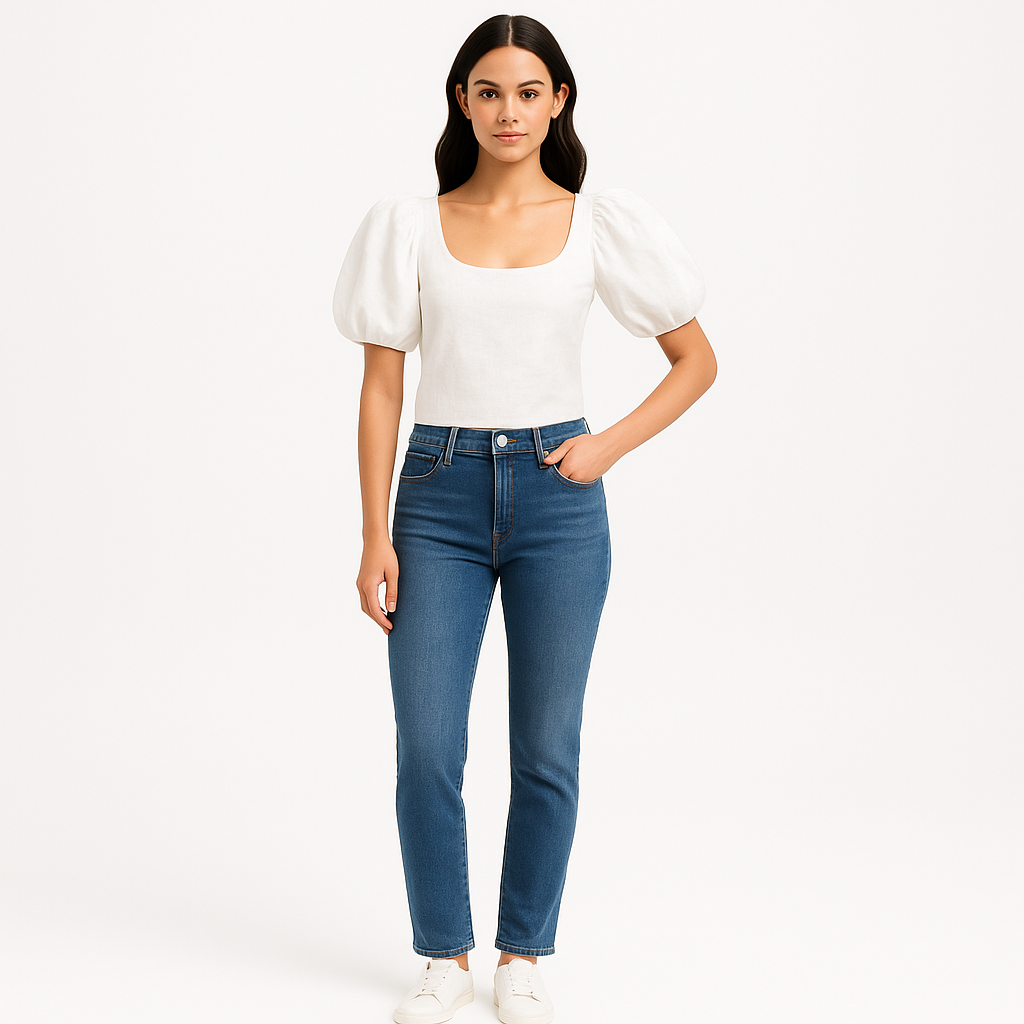 Top Puff Sleeve Uneck - Off White
