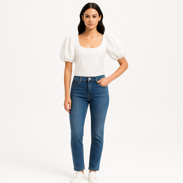 Top Puff Sleeve Uneck - Off White