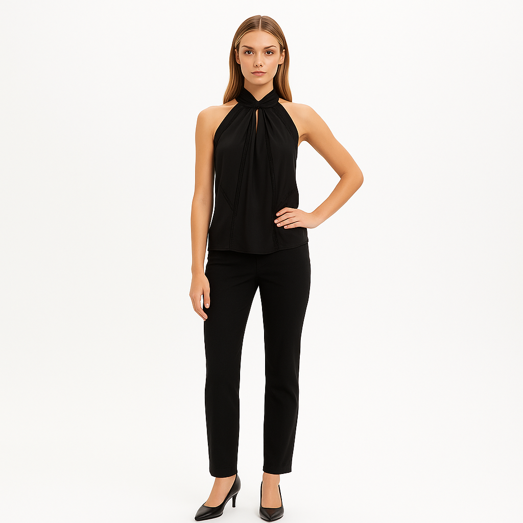 Top Lace Inset Sl - Noir