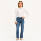 Top Ruffle Front Button Down - Blanc
