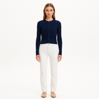 Cardigan Ribbed Zip - Navy
