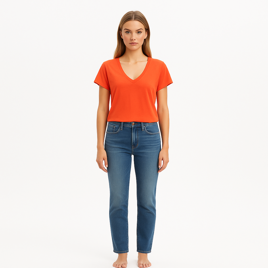 Top Le Mid Rise V - Bright Tangerine