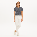 T-Shirt Cropped Button - Navy Multi