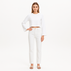 T-Shirt Crop Bell Sleeve - Blanc