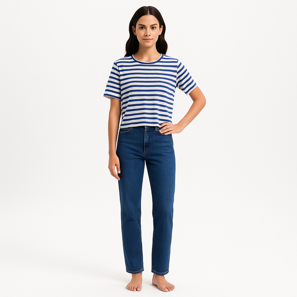 T-Shirt Boxy Crop - Ultramarine Multi