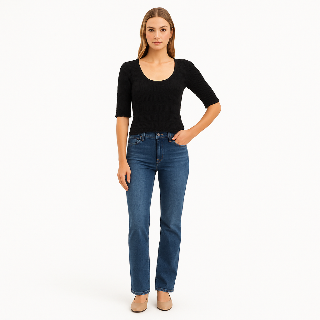 Top Smocked Ss Knit - Noir