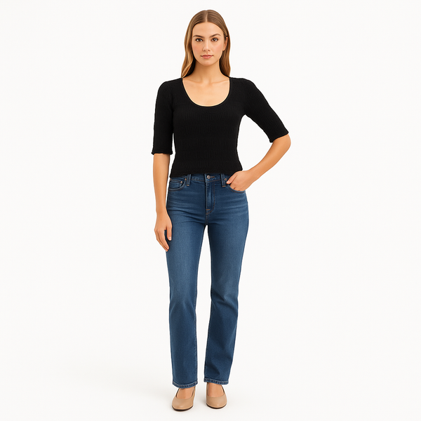 Top Smocked Ss Knit - Noir