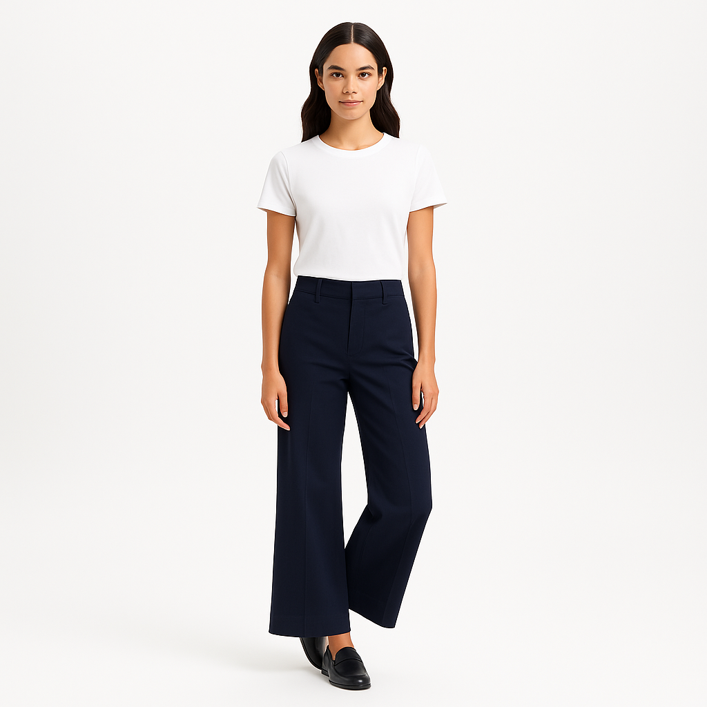 Pantalon Le Crop Palazzo - Navy