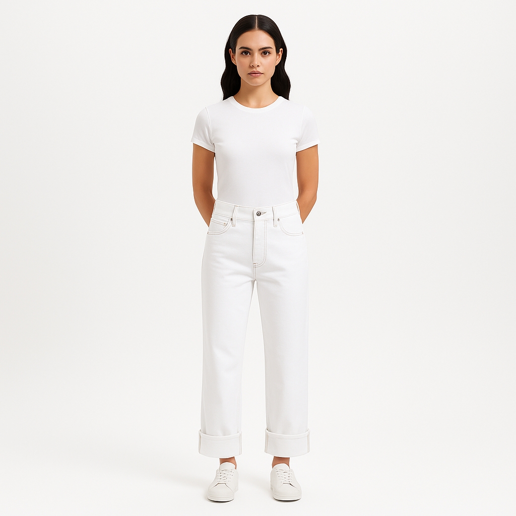 Pantalon Oversized Detail Denim - Rumpled Blanc