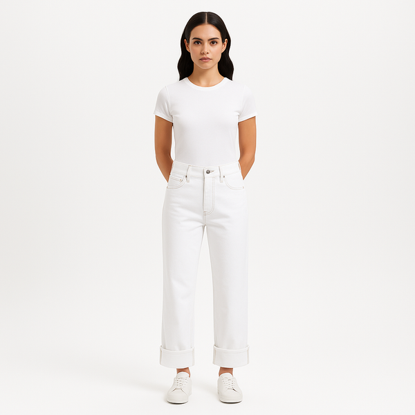 Pantalon Oversized Detail Denim - Rumpled Blanc