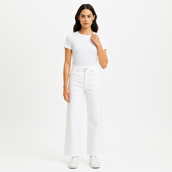 Pantalon Triple Binding Wide Leg - Blanc