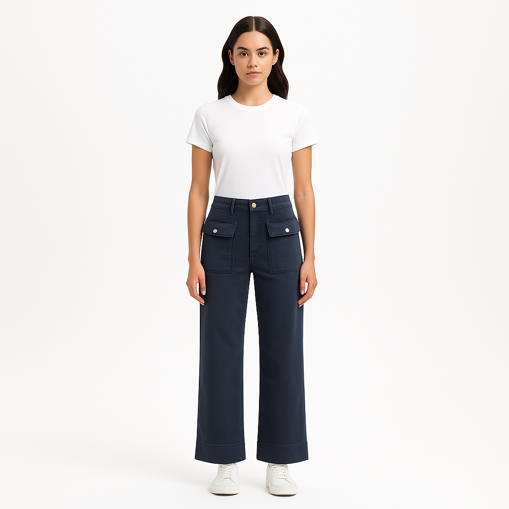 Pantalon The 70S Patch Pocket Crop Straight - Washed Navy