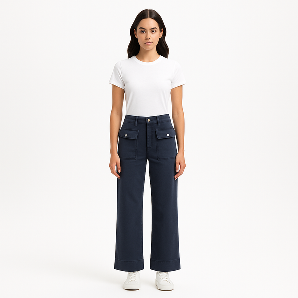 Pantalon The 70S Patch Pocket Crop Straight - Washed Navy