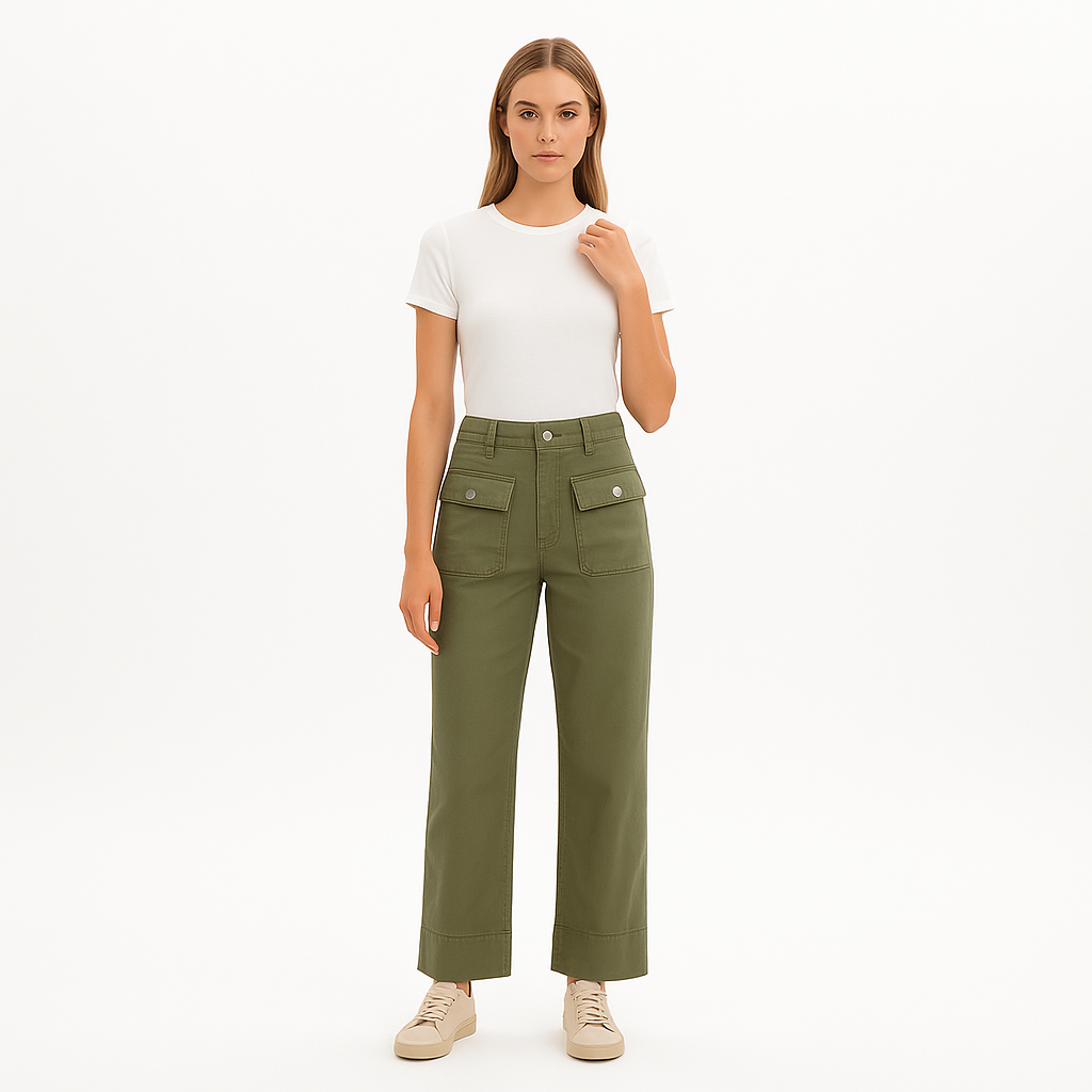 Pantalon The 70S Patch Pocket Crop Straight - Washed Summer Sage
