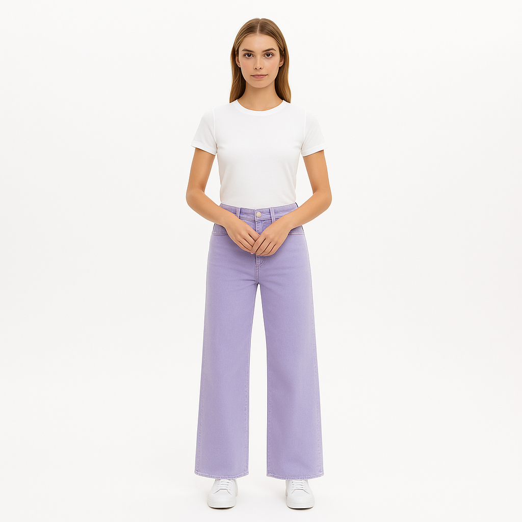 Pantalon Le High N Tight Wide Leg Raw Aw - Washed Lilac