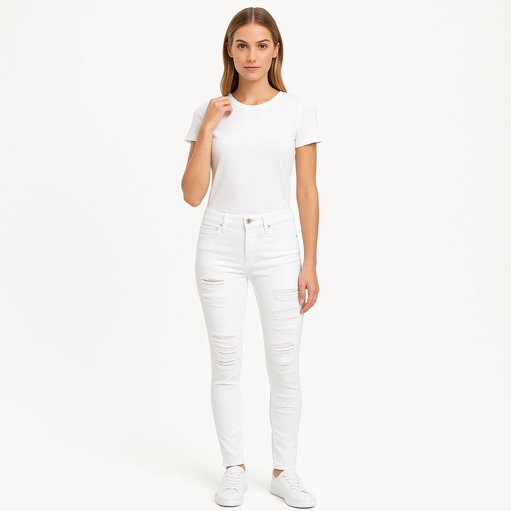 Pantalon Le Color Ripped Jean - Blanc