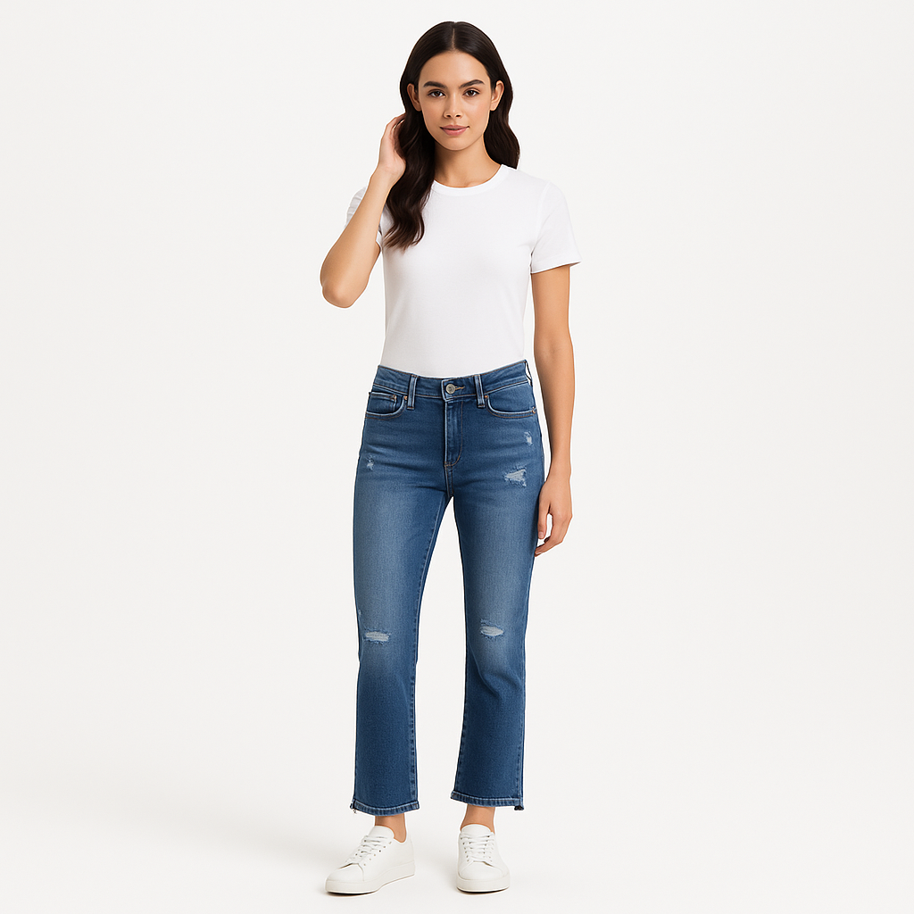 Pantalon Le Crop Mini Boot Raw Stagger Chew - Drizzle Rips Chew