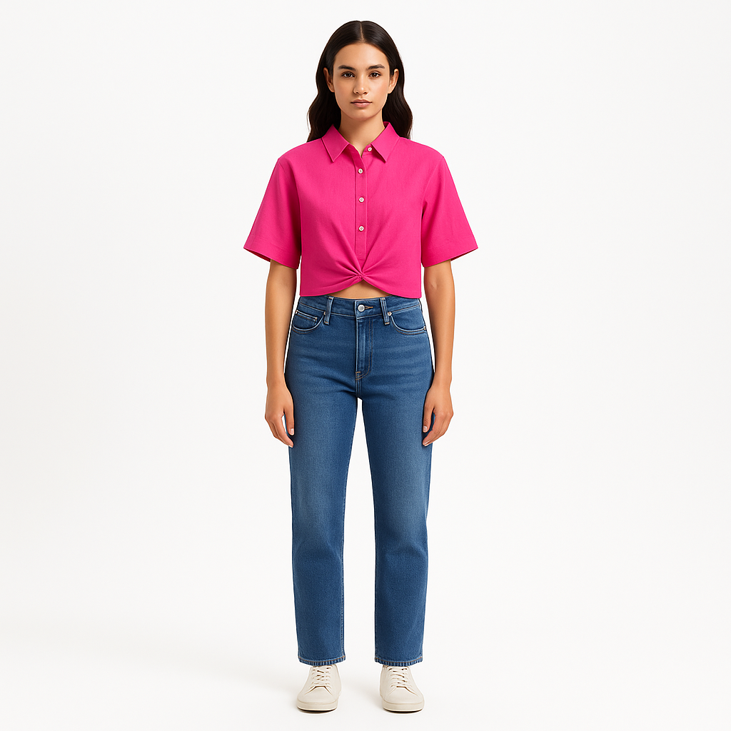 Chemise Cropped Twist Front - Flamingo