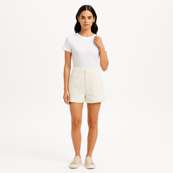 Short Patch Pocket Trouser - Cream