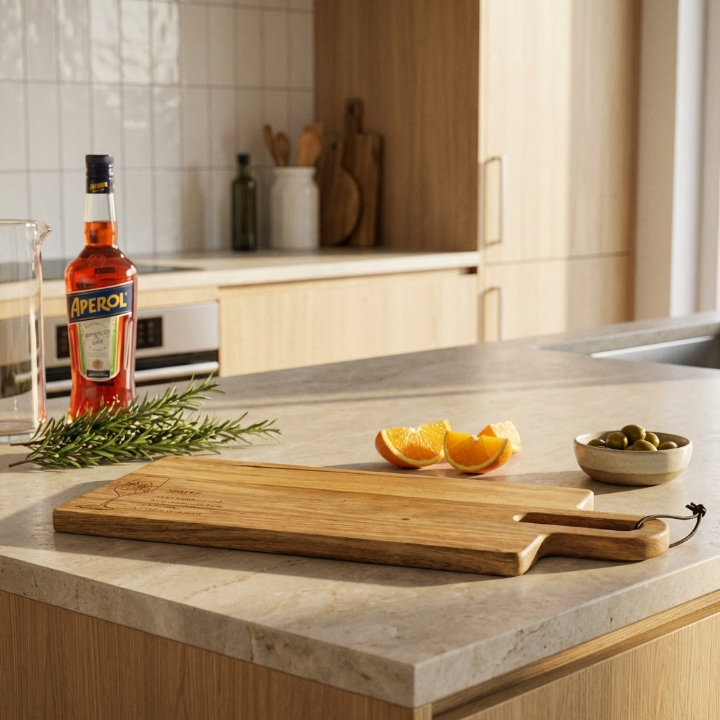 Roma - Planche À Découper En Bois D'Acacia Avec Recette De Cocktail Gravée - Bois