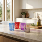 Anversa - Set De 4 Gobelets Avec Motifs Mixtes Incisés - Verre Borosilicate - 300ml