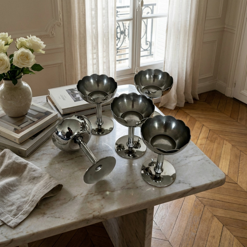 Ensemble De 5 Coupelle Inox Fleur