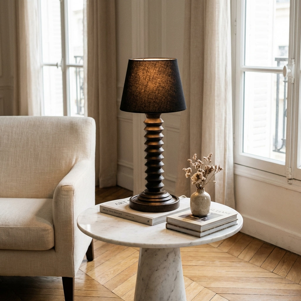 Lampe En Bois Tourné Dans Le Goût De Charles Dudouyt