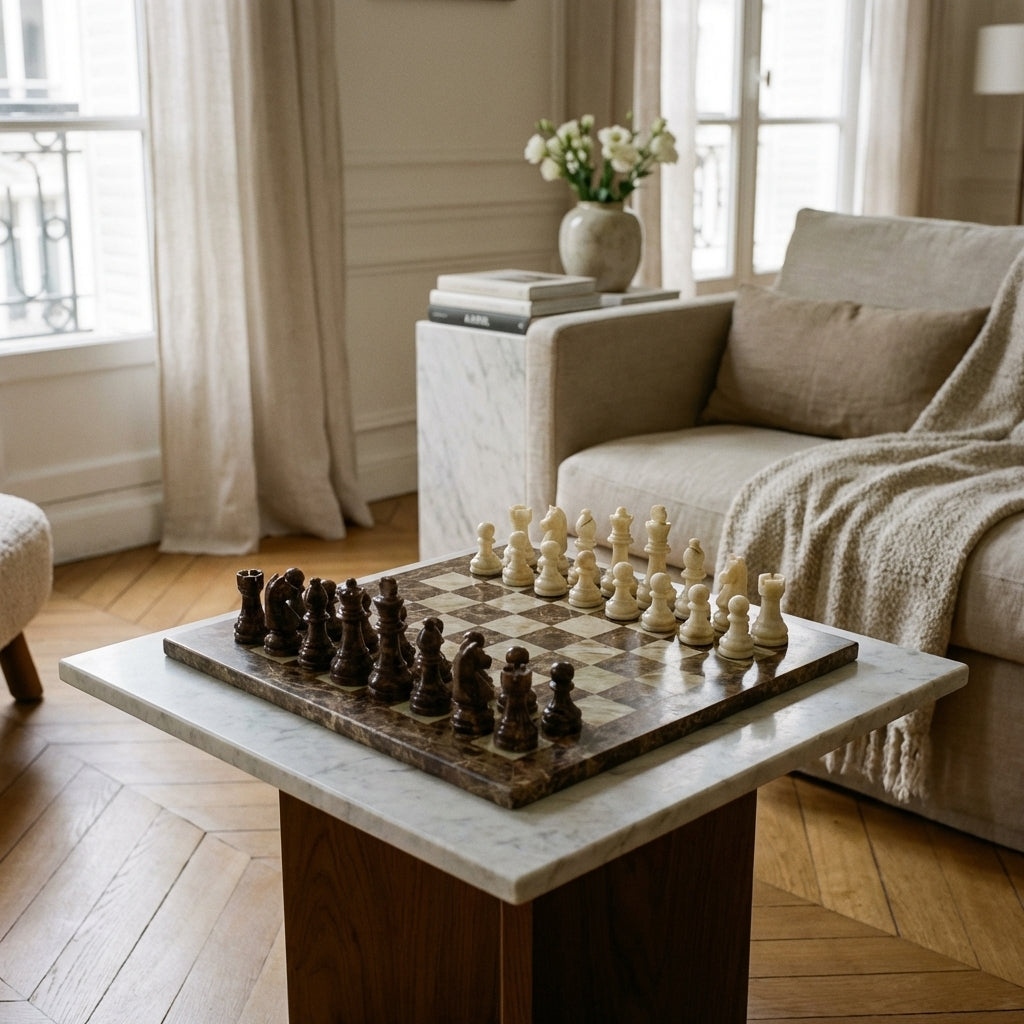 Jeux D'Echec En Marbre Vintage
