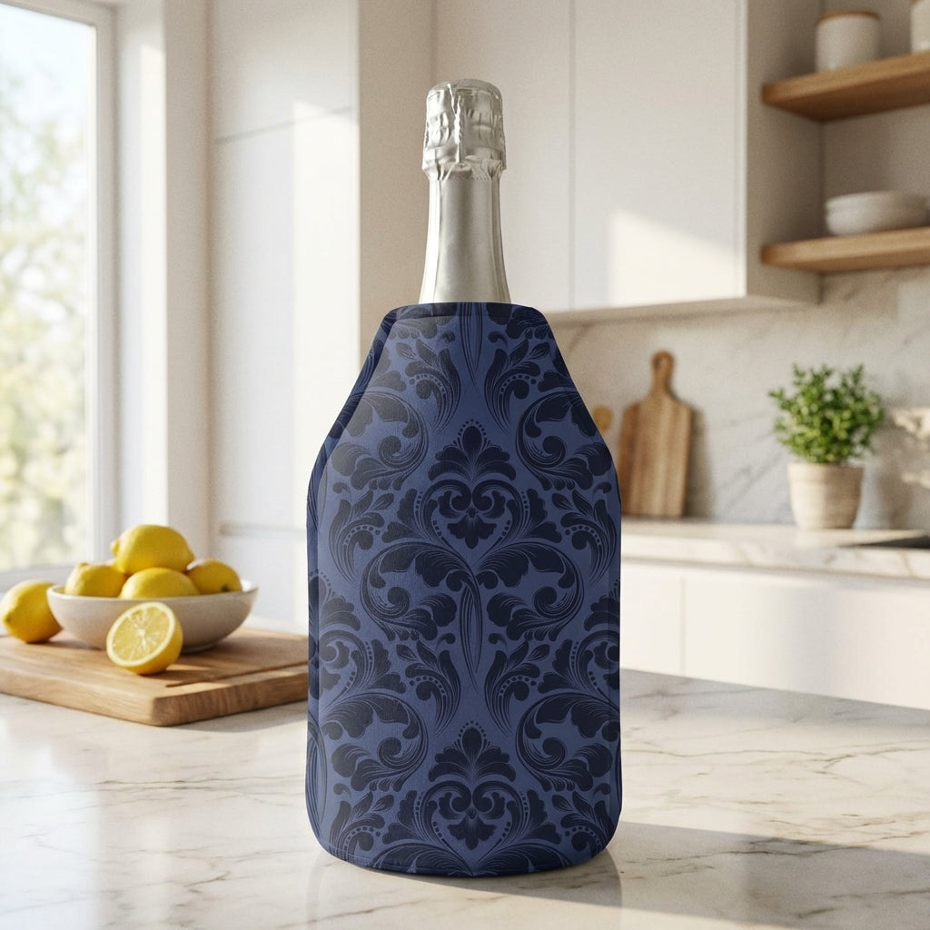 Napa - Lot De 2 Rafraîchisseurs De Bouteille Souple Damassé Bleus - Textile