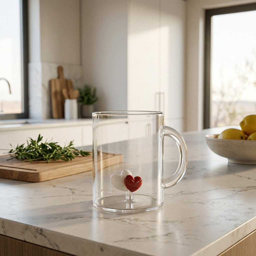 Monterey - Lot De 2 Mugs Cœurs - Verre Borosilicate - 420ml