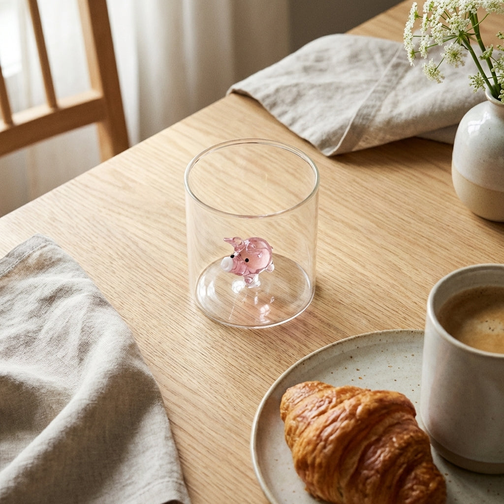 Monterey - Lot De 2 Gobelets Petit Cochons - Verre Borosilicate - 250ml