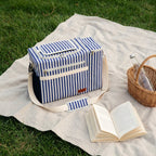 Austin - Sac Isotherme Rayé Avec Poche Pour Bouteille - Bleue - Textile
