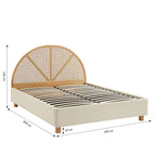 Lit Coffre Tsuki - Tissu Beige Lin Cannage - Sommier Inclus
