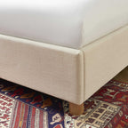 Lit Coffre Tsuki - Tissu Beige Lin Cannage - Sommier Inclus
