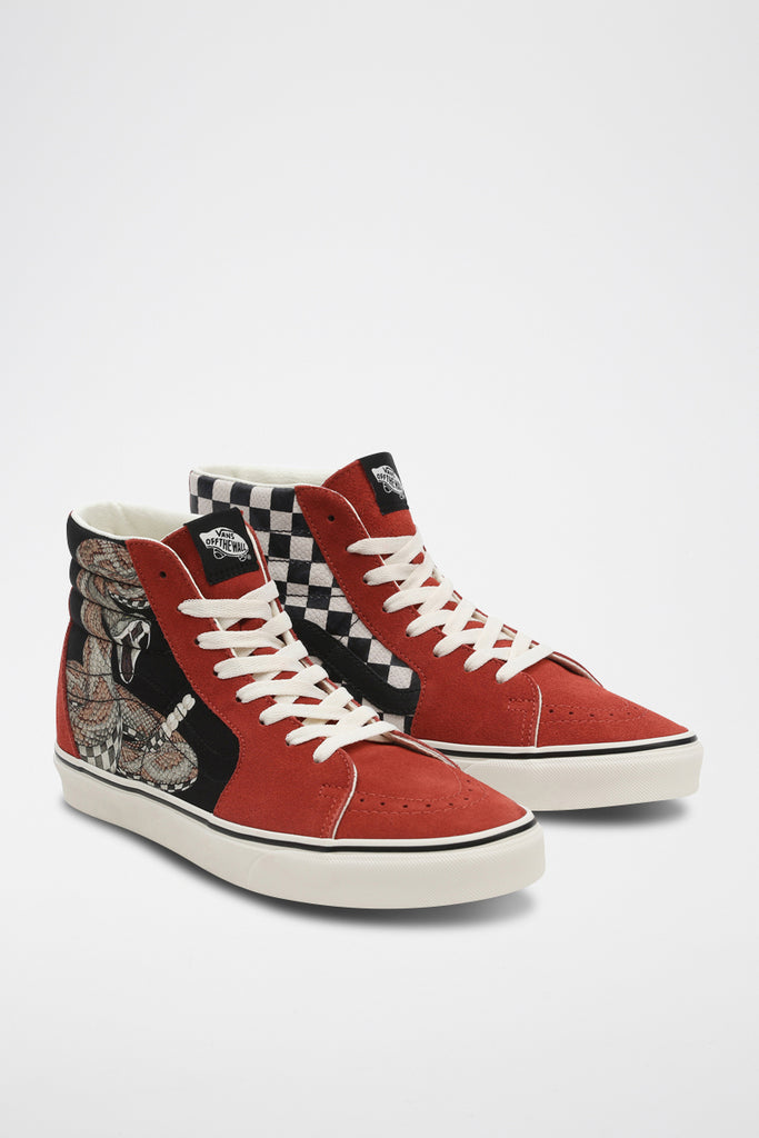 Baskets Montantes En Nubuck Sk8-Hi - Rouge Et Noir - Mixte