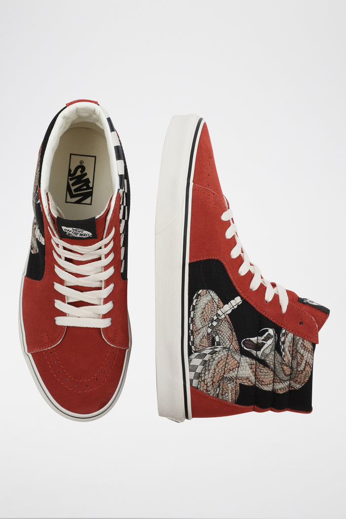 Baskets Montantes En Nubuck Sk8-Hi - Rouge Et Noir - Mixte