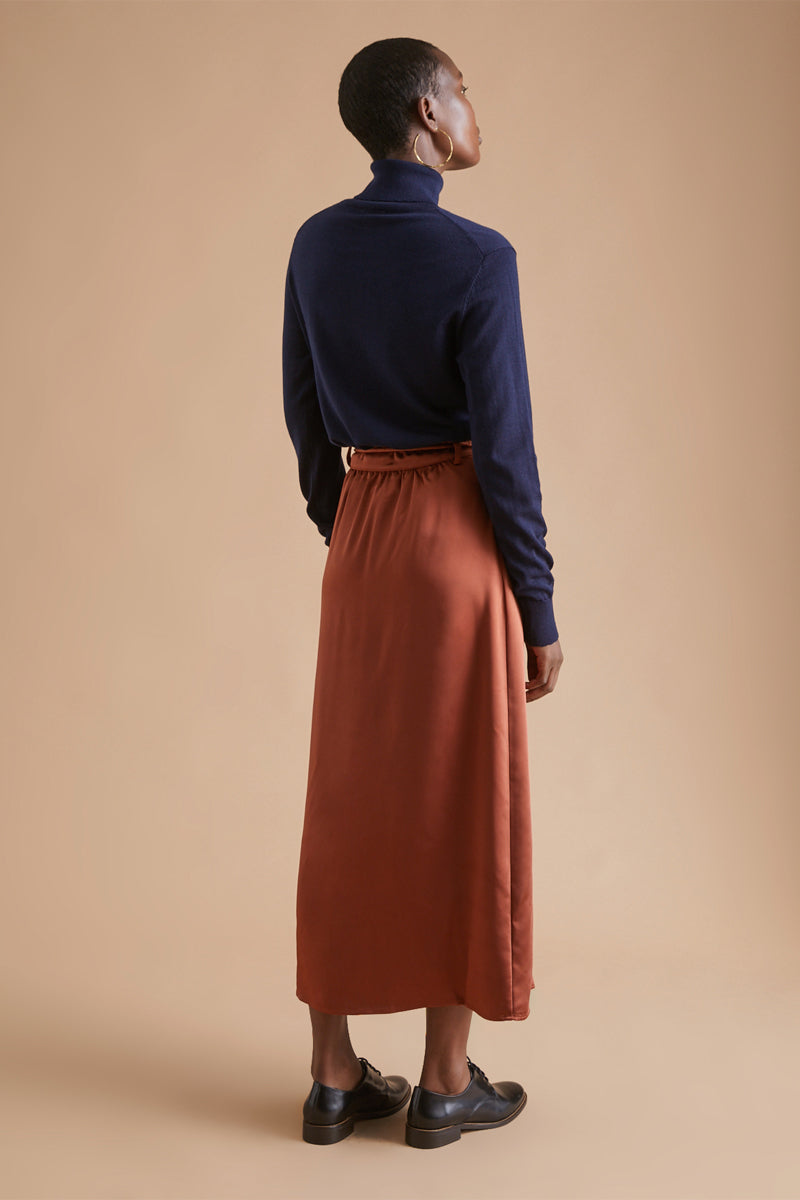 Jupe portefeuille Rouge brique - Femme