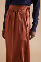 Jupe portefeuille Rouge brique - Femme
