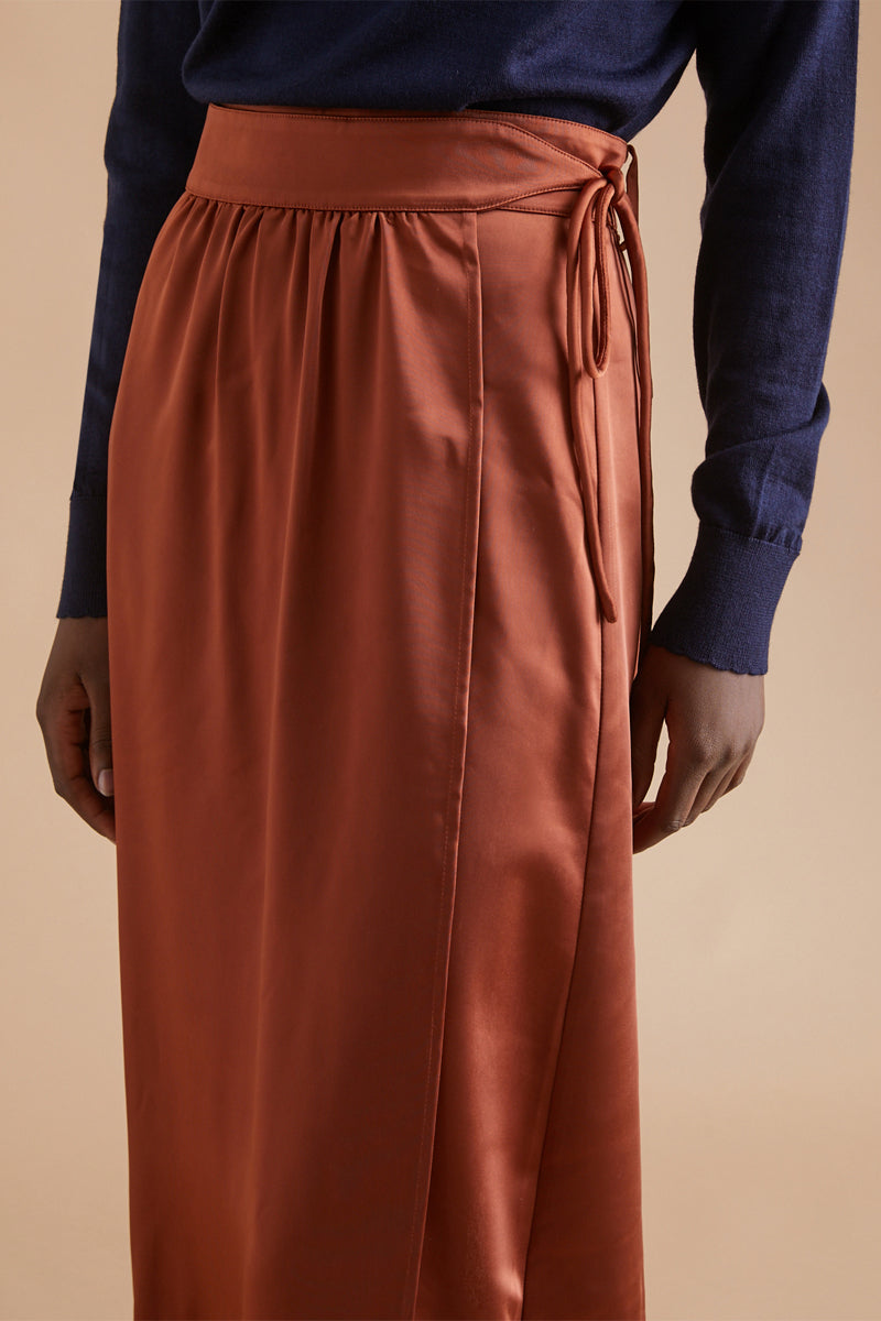 Jupe portefeuille Rouge brique - Femme