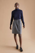 Jupe droite taille haute en laine Gris foncé chiné - Femme