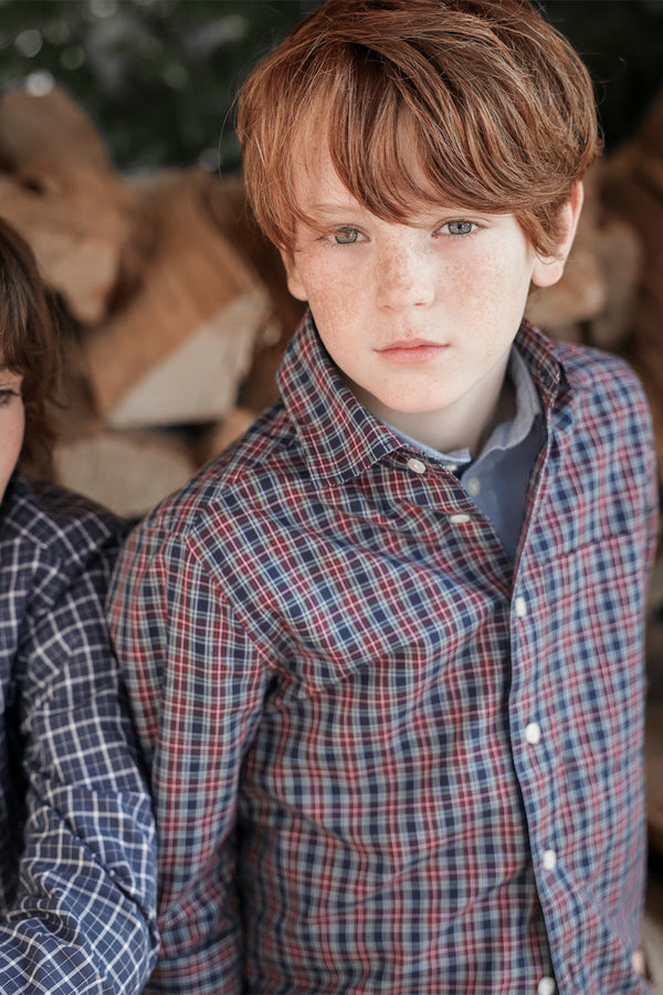 Chemise Bleu nuit et rouge - Enfant