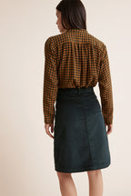 Chemisier en laine Noir et orange chiné - Femme