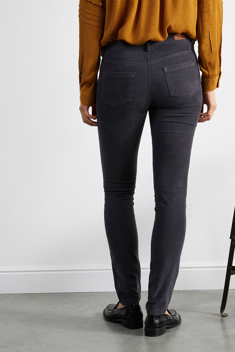 Slim En Velours Milleraies - Gris Fumé - Femme
