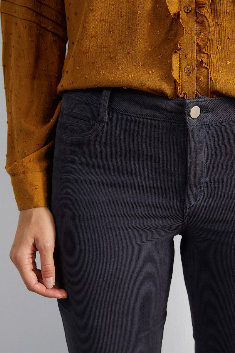 Slim En Velours Milleraies - Gris Fumé - Femme