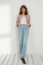 Veste Courte Rayée - Ecru Rayé Rouge - Femme