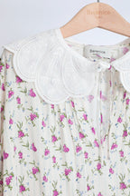 Blouse Écru Et Violet