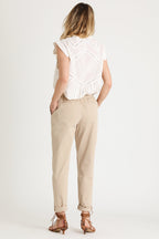 Pantalon Carotte Beige